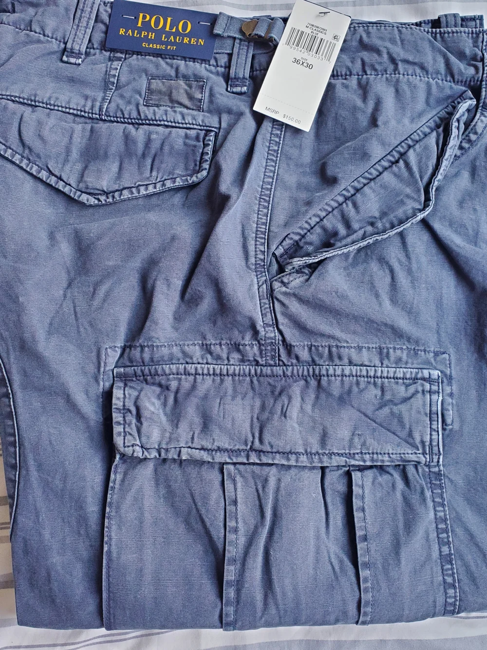 Polo Ralph Lauren Men's Classic-Fit Canvas Cargo Pants Size 36x30 Classic Navy